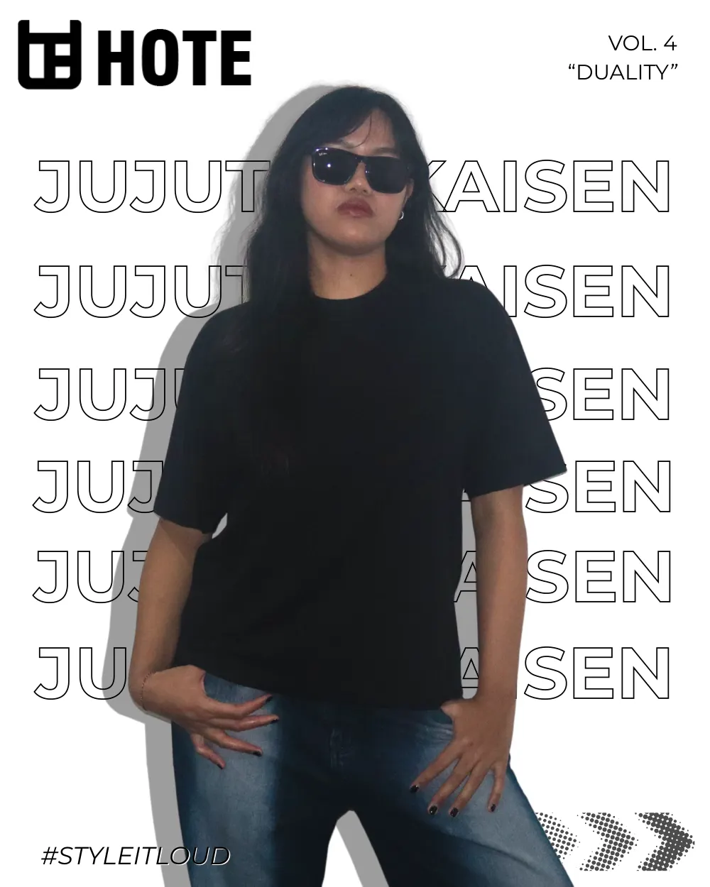 Model HOTE JJK Tee tampak depan